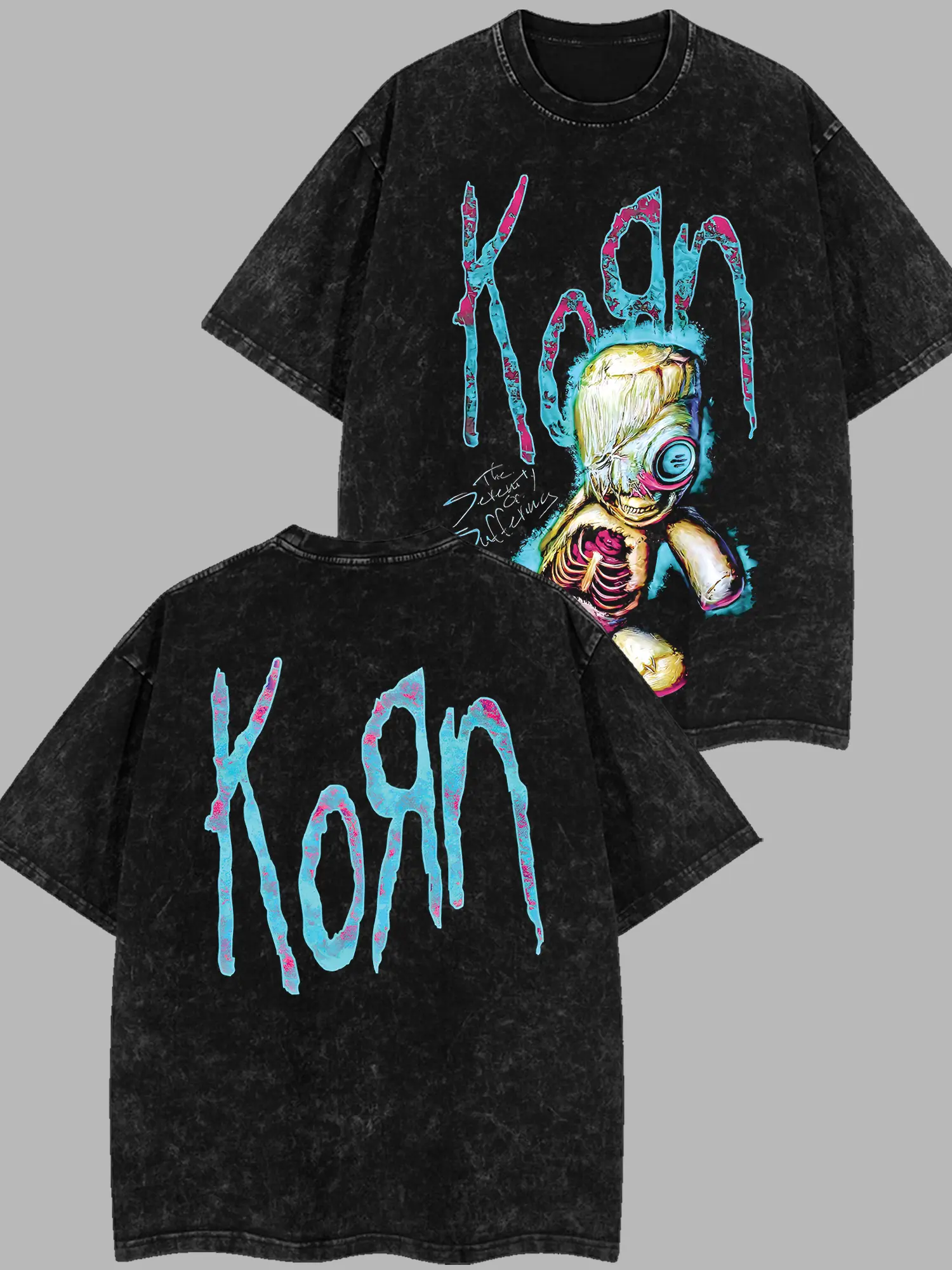 [$$$ROCKLIFE] Korn Band SoS Dolls Retro Unisex Acid Washed Sweatshirts, T-Shirt – Korn Band 2025 Tour Merch, 90s Nu-metal Rock Band Heavyweight Cotton Washed Sweatshirts, T-Shirt, Oversized Vintage Tee, Dark-Aesthetic Merch for Rock Fans