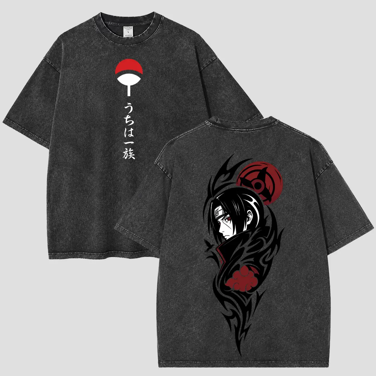 Vintage Wash Uchiha Itachi Anime Graphic Oversized T-Shirt