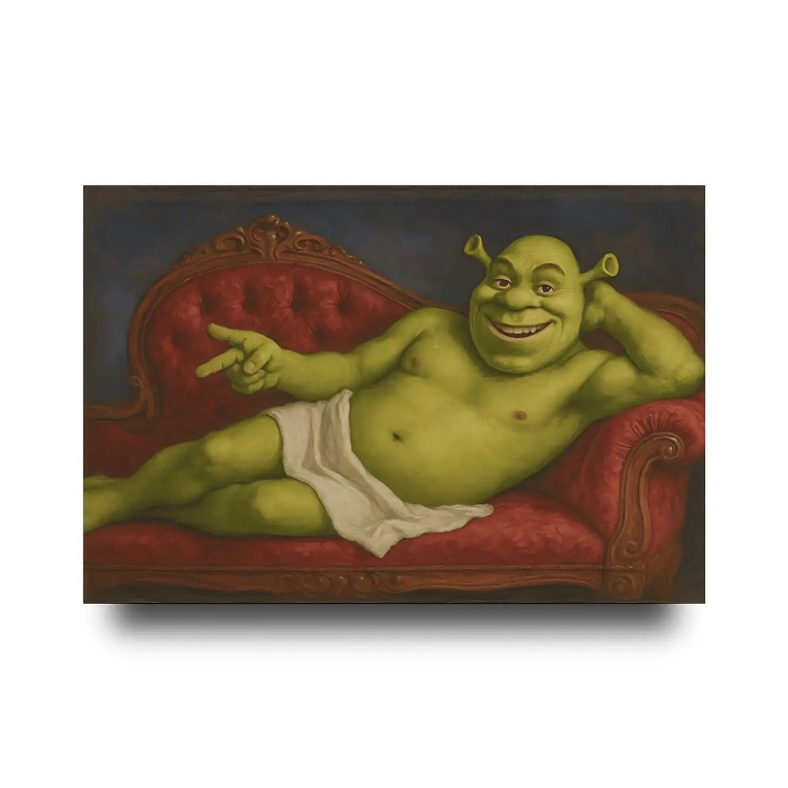 Renaissance-Style Shrek Emoji Themed Bathroom Poster, Artistic Character Art Print, Unique Wall Art for Whimsical Home Decor, Shrek Graphic Print That Brings Joy to Owners