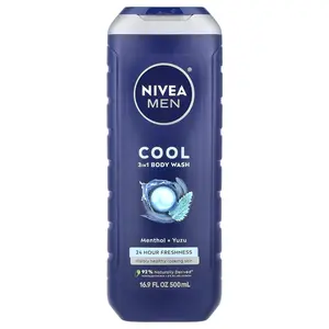 Nivea Men, Cool 3 in 1 Body Wash, Menthol & Yuzu, 16.9 fl oz (500 ml)