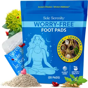 Sole Serenity Stress Relief Detox Foot Pads – Overnight Stress +Toxin Relief – Worry-Free Cortisol Support with Zeolite, Ashwagandha & Adaptogens (20 ct), Energy Healing, Grounding
