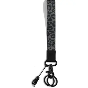 Cute Wrist Lanyard for Keys, Keychain, Wallet, Id Holder, Cell Phone, Wristlet Lanyard Key Chain Holder（Black Leopard）