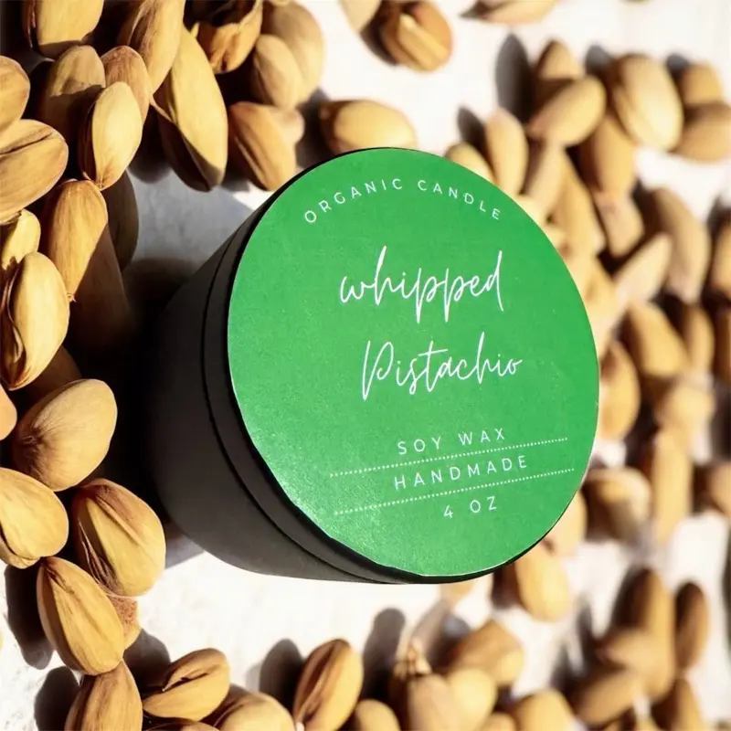 Whipped Pistachio Candle Luxury Handmade Soy Wax Nontoxic 4 oz Organic Scented Aromatherapy