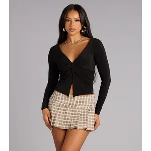 On Repeat Twist Front Top