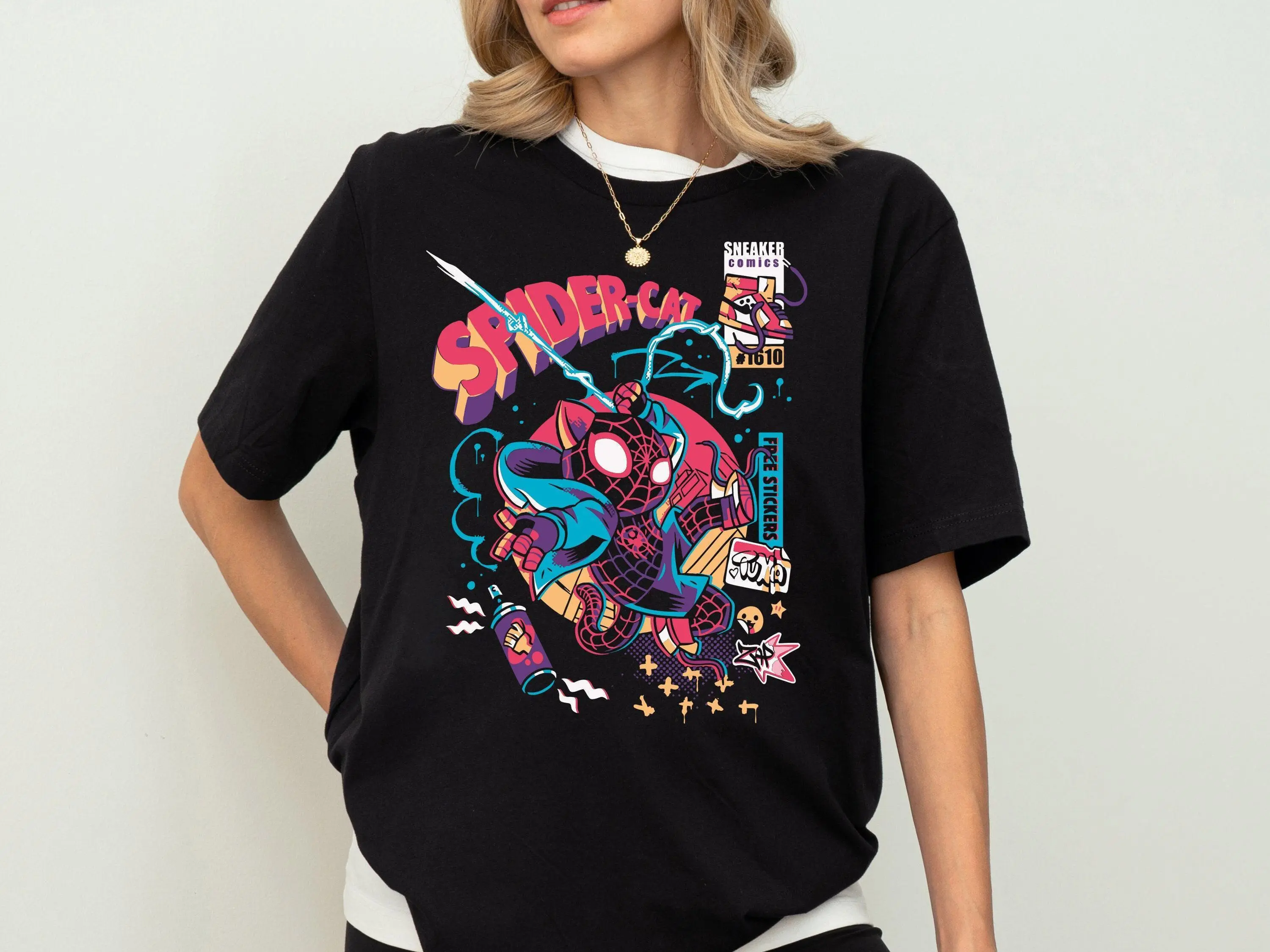 Spider Cat Shirt, Boys Spiderman T-Shirt, Kids Superhero Tee, World Spiderverse Sweatshirt, Disneyland Spiderman Fandom Hoodie