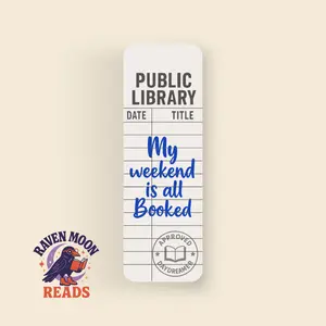 Raven Moon Reads Public Library Card Bookmark for Book Lovers and Daydreamers - Double-Sided Matte Laminate 6"x2" Sturdy Handmade Bookmark