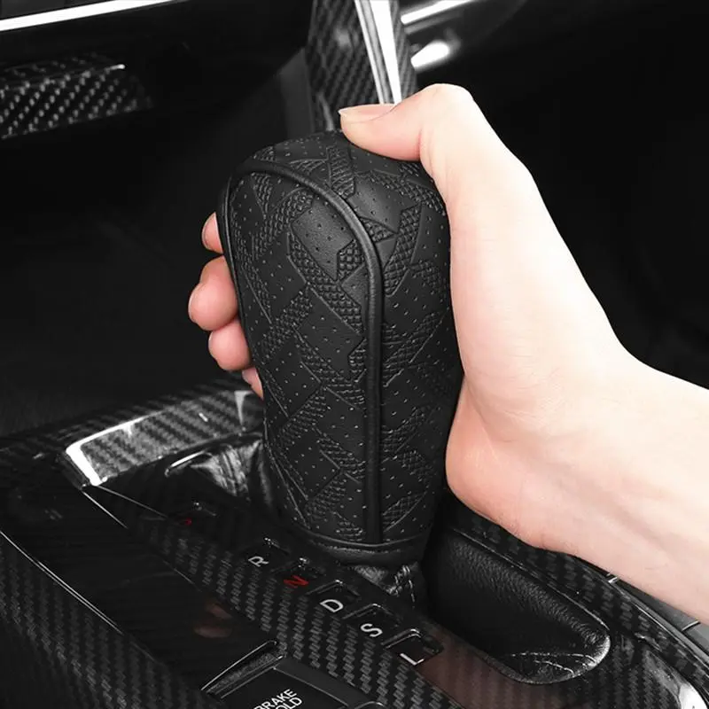 Automatic Shift Knob Cover, Shift Lever Cover, PU Leather Material, Anti-slip Hand Brake Protective Case, Automotive Interior Accessories, Car Accessories
