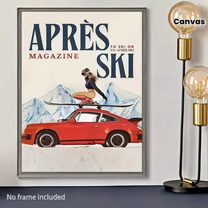 Vintage Ski Magazine Canvas Print Poster - Art Deco, Classic, Contemporary Style, Portrait, Wall Hanging, Perfect Gift unframed