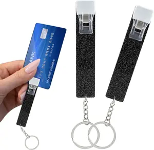 2 Pcs Card Grabber for Long Nails, Credit Card Puller Keychain Debit Bank Card Grabber with Eye-Catching Color Acrylic Debit ATM Card Clip for Women Girls