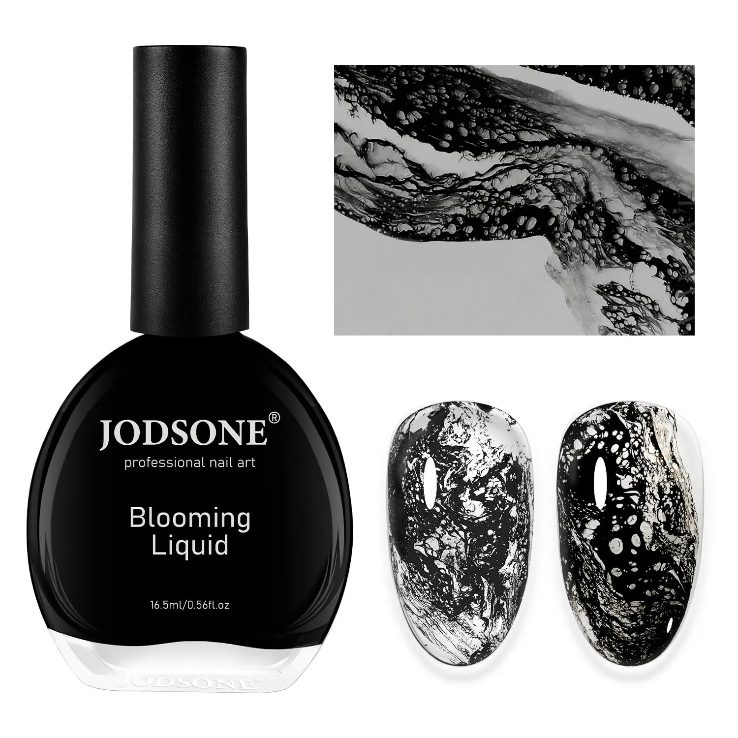 JODSONE Ocean Wave Blooming Gel Nail Polish,16.5ml Wave Black Blooming Liquid for Spreading Effect Wave,High Fluidity Wave Textures for Ocean Wave Nail Art,DIY Nail Art Design,Use with Gel Polish