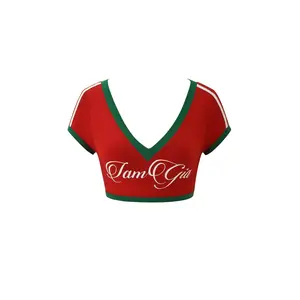BLARE TWO-PIECE SPORT CROP TEE - CRIMSON