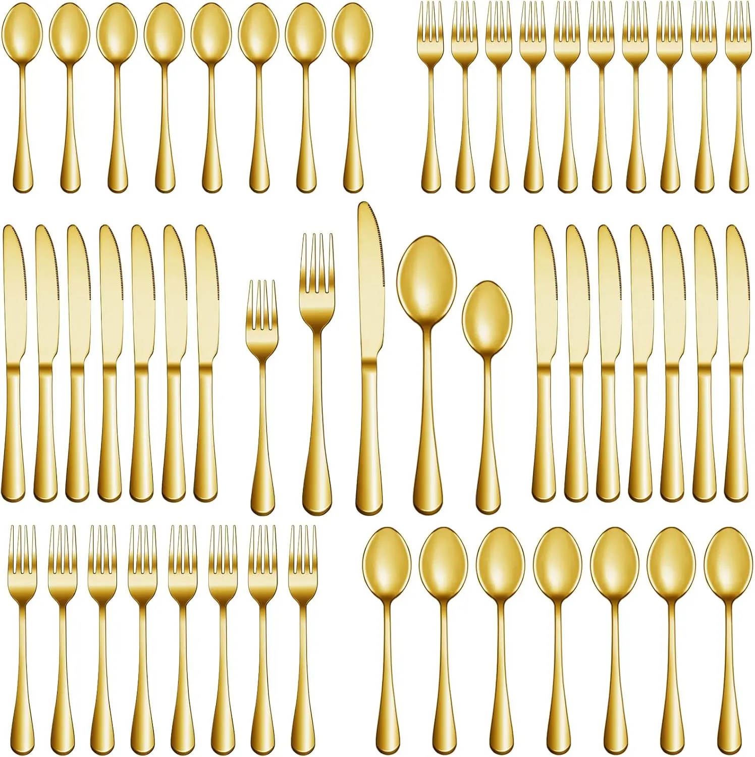 DEHOV 30 Piece Gold Silverware Set Stainless Steel for 6, Include Spoon, Forks, Knives, Mirror Polished Flatware Cutlery Set for Home, Kitchen, Restaurant, Dishwasher Safe