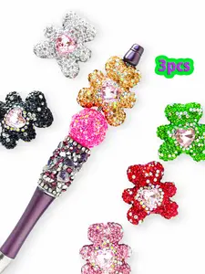 3pcs Shiny Bear DIY Charms, Diy Beading Accessories, Diy Jewelry Making, Fashion Gift for Keychains, Phone Chains, Pen Charms, Indoor Decor, Animal Print, All Seasons, Diy Bling Set