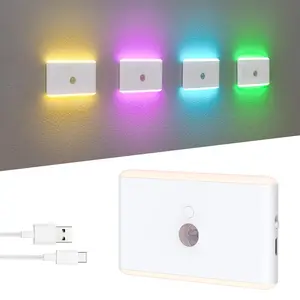USB Rechargeable LED Motion Sensor Light, Up-Down Lighting, Ultra-Thin Infrared Body Induction Lamp, RGB Night Lighting, Perfect Gift