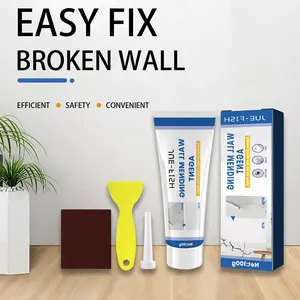Jue-Fish Wall Repair Paste 100g – Drywall Repair Kit, Wall Patch Spackle Crack Filler & Hole Repair with Scraper & Sandpaper, Quick-Dry DIY Wall Mending Paste for Cracks, Holes, Chips, Peeling Paint, Covering Stains & Mold Marks