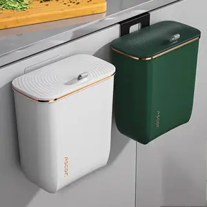 Hanging Kitchen Trash Can with Lid, 9L Capacity, Odorless, Space-Saving Cabinet or Wall Mount, Ideal for Home Organization