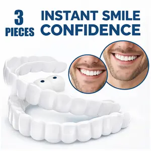 【3PC】Snap-On Teeth Instant Whitening Temporary Teeth Repair  Instant Confidence - Natural White & Comfortable  Adjustable  Reusable  for Party & Daily