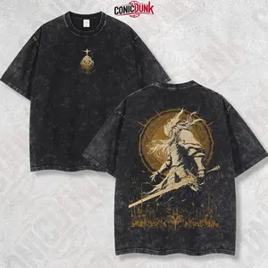 Malenia Elden Ring Retro Limited Vintage Lightweight Cotton Oversize Washed Tee with Full Size, Perfect Gift for Game Fans and Lovers EGI