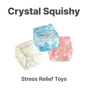 5CM Moldable Transparent Glacier Cheese Squishy Toy, Mochi Texture Slow Rebound Stress Relief Fidget Toy