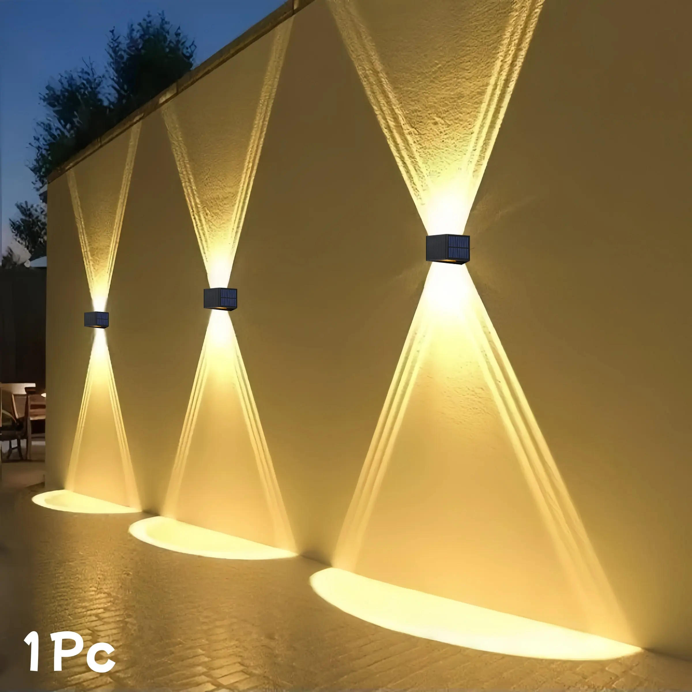 Solar LED Wall Light, Solar-Powered with Adjustable Beam Angle, Up and Down Lighting Style for Outdoor Garden and Patio Decoration, Modern Villa Landscape Accent Light, Solar Powered Lights