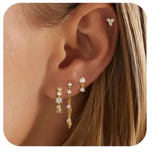 Earrings for Women Trendy  Hypoallergenic Cartilage Dangle Dainty  Hoop Earrings Sets for Women Stud Earring Sets for Multiple Piercing Jewelry Gifts for Her Valentine's Day Gift