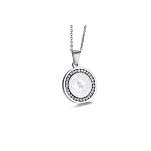 Stainless Steel Rhinestone Prayer English Scripture Pendant