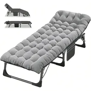 Folding Camping Cot with Mat for Adults, Adjustable Heavy-Duty 1200D Oxford Camping Equipment, Outdoor Travel Camp Bed for Gifts