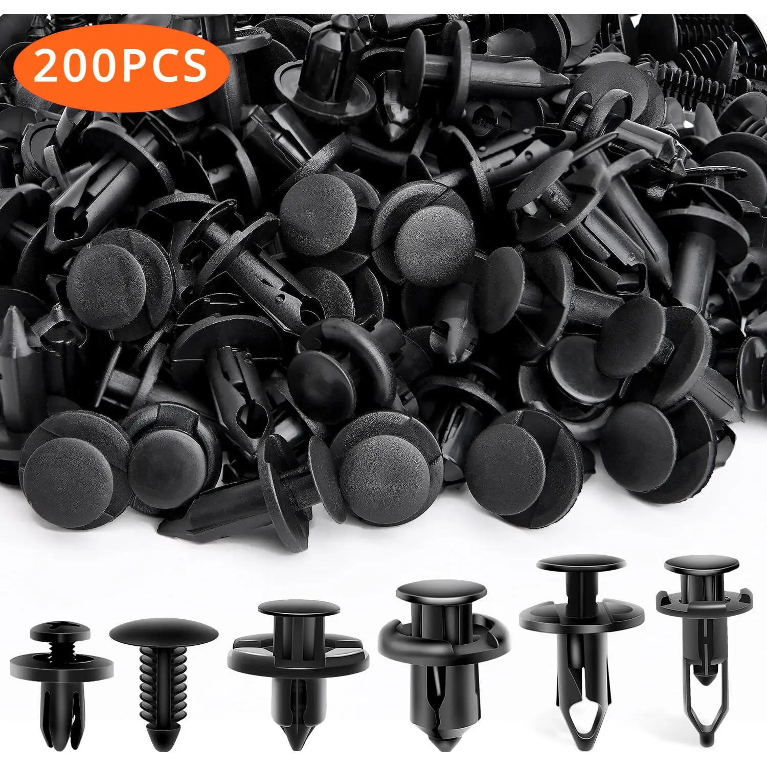 200PCS Plastic Automotive Car Clips Kit - Bumper Clips, Fender Trim, Car Body Push Pin Rivet Fastener Retainer, 200pcs Buckles, Fast and Permanent Fastening Accessory