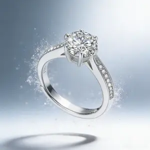 AELNEN Jewelry Silver-Tone Solitaire Zircon Ring - Engagement-Style Ring - Minimalist Luxury Proposal Jewelry - Gift for Her