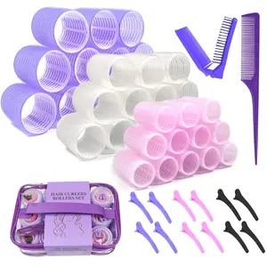 Hair Rollers Large Small 50PCS Set 36PC Large Medium Curlers with 12 Clips Tail Comb Folding Comb for Women's Blowout Look Gift Hair Styling Tools Heatless Curling Wrap
