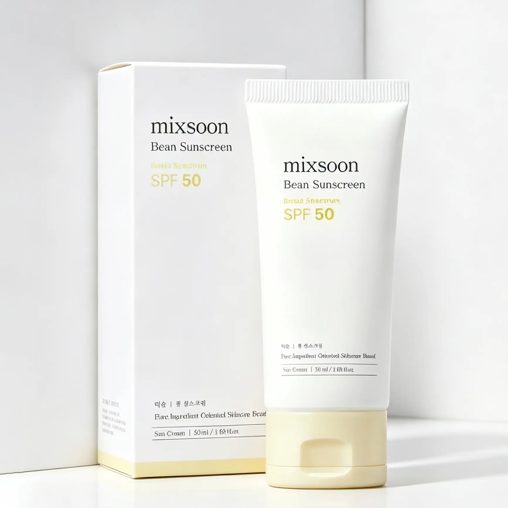 [mixsoon] Korean Airy Bean Facial Sunscreen, 1.69 fl.oz, SPF50 UV Protection, No White Cast, Lightweight Hydrating Formula, Ideal for Daily Makeup-Layering Routine