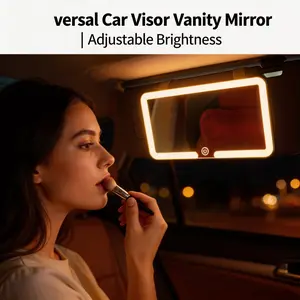 Car Sun Visor Vanity Mirror,Stylish Car Sun Visor LED Mirror, HD Glass, Rechargeable & Magnetic for Effortless Makeup