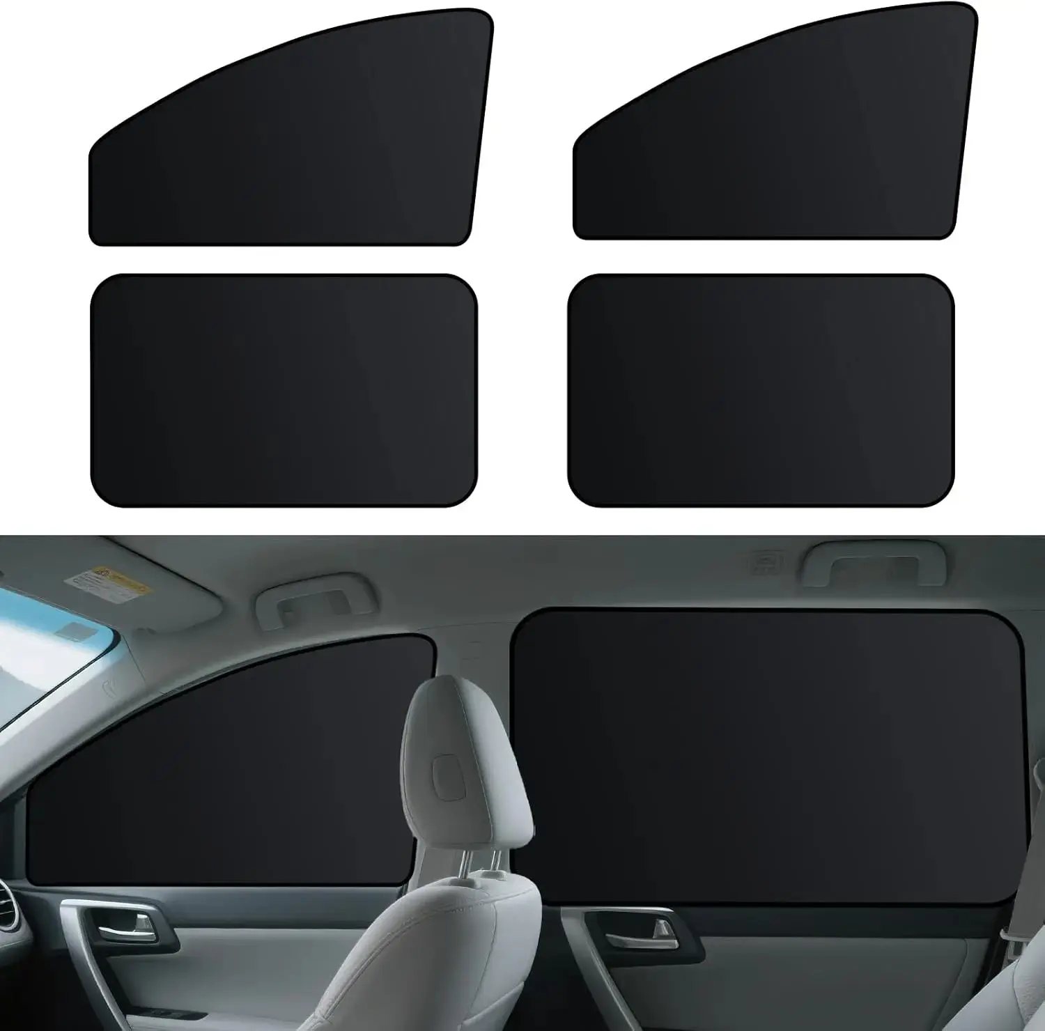 4PCS Universal Car Window Side Sunshades – Privacy-Protecting Sun Visor, Reduces UV & Heat, Exterior Auto Accessories, Easy to Install, Ideal for Camping, Naps & Daily Driving, Durable Breathable Mesh, Fits Most Vehicles, Keeps Cabin Cool & Comfortable