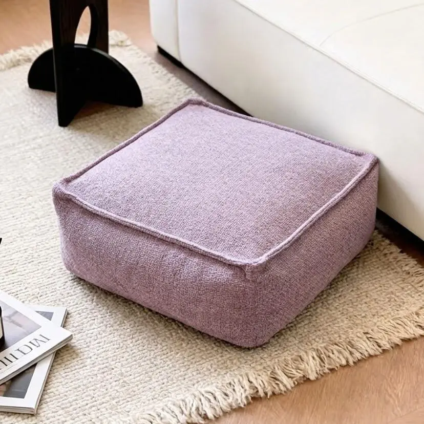 Square Unstuffed Storage Ottoman Cover with Large Bottom Zipper, Cozy & Bohemian Pouf Covers, Thickened Fabric Floor Pillow for Living Room Bedroom Office (Cover Only)