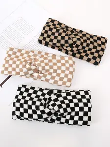 3pcs Autumn Winter Knitted Crochet Chessboard Twist Hairbands, Knotted Headband, Stylish Versatile Warm Hair Accessories for Cold Weather Use, Headband Set, Headbands Women