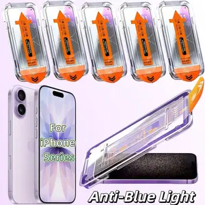 5-Pack Anti-Blue Light Tempered Glass Screen Protector for iPhone 17 16 15 14 13 12 11 Pro Max, Full Coverage, 9h Hardness, Bubble-Free, Protection, Accessories