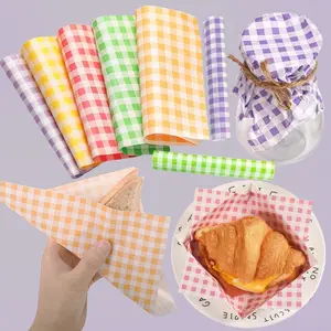50pcs 100pcs color random grid padding paper, oil resistant sandwich packaging paper, Bakeware Utensils, suitable for barbecue, picnic, holiday fast food