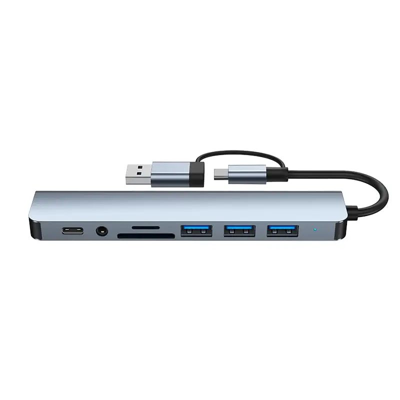 USB Hub 3.0 USB C Hub with SD Card Reader Audio Jack 8 in 1 USB Extender Splitter Multiport Dongle Adapter for MacBook Pro Air and More PC/Laptop/Tablet Devices #SummerVibes