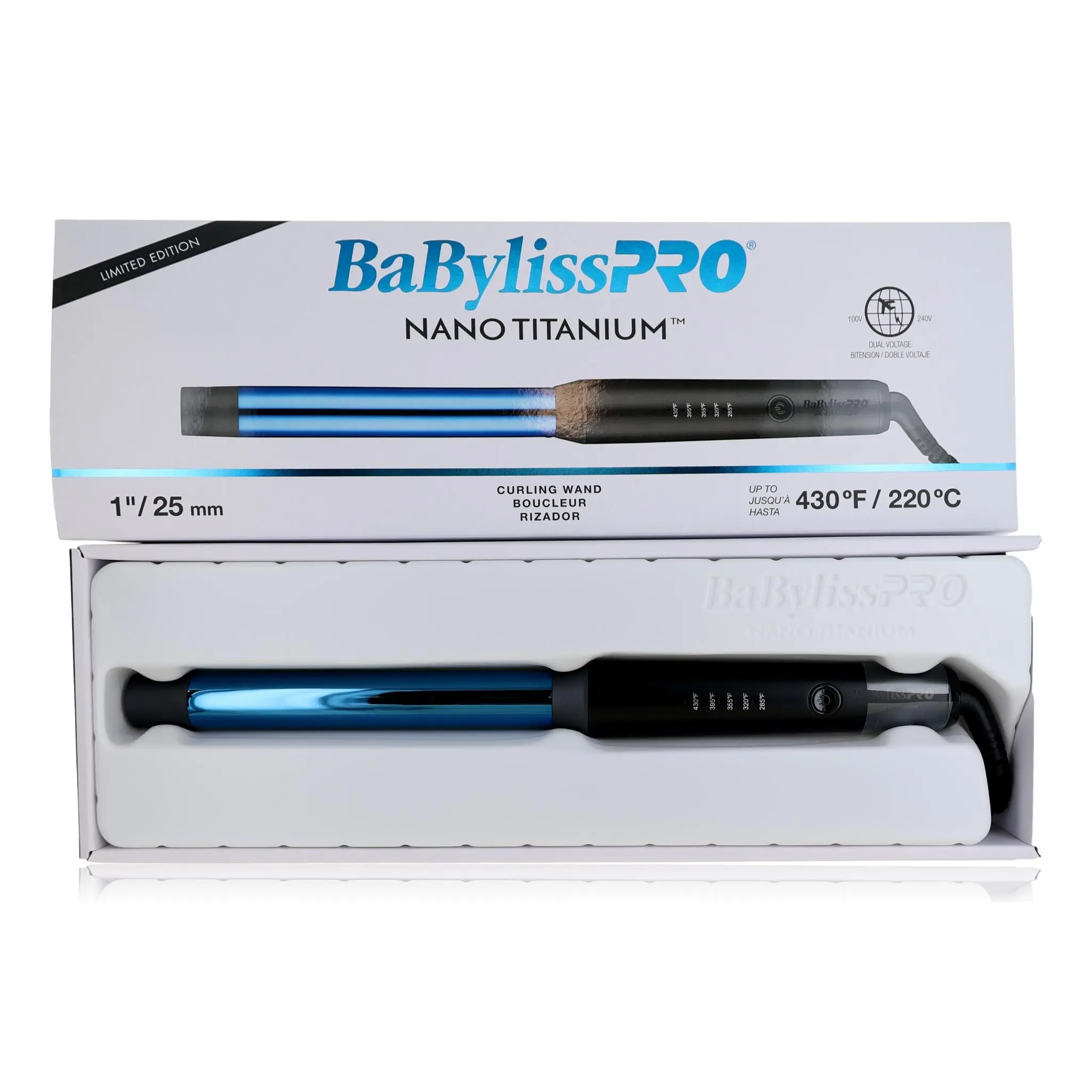 BaBylissPRO Nano Titanium Plate Curling Wand - 1 Inch Hair Tool for Long-Lasting Curl & Radiant Shine