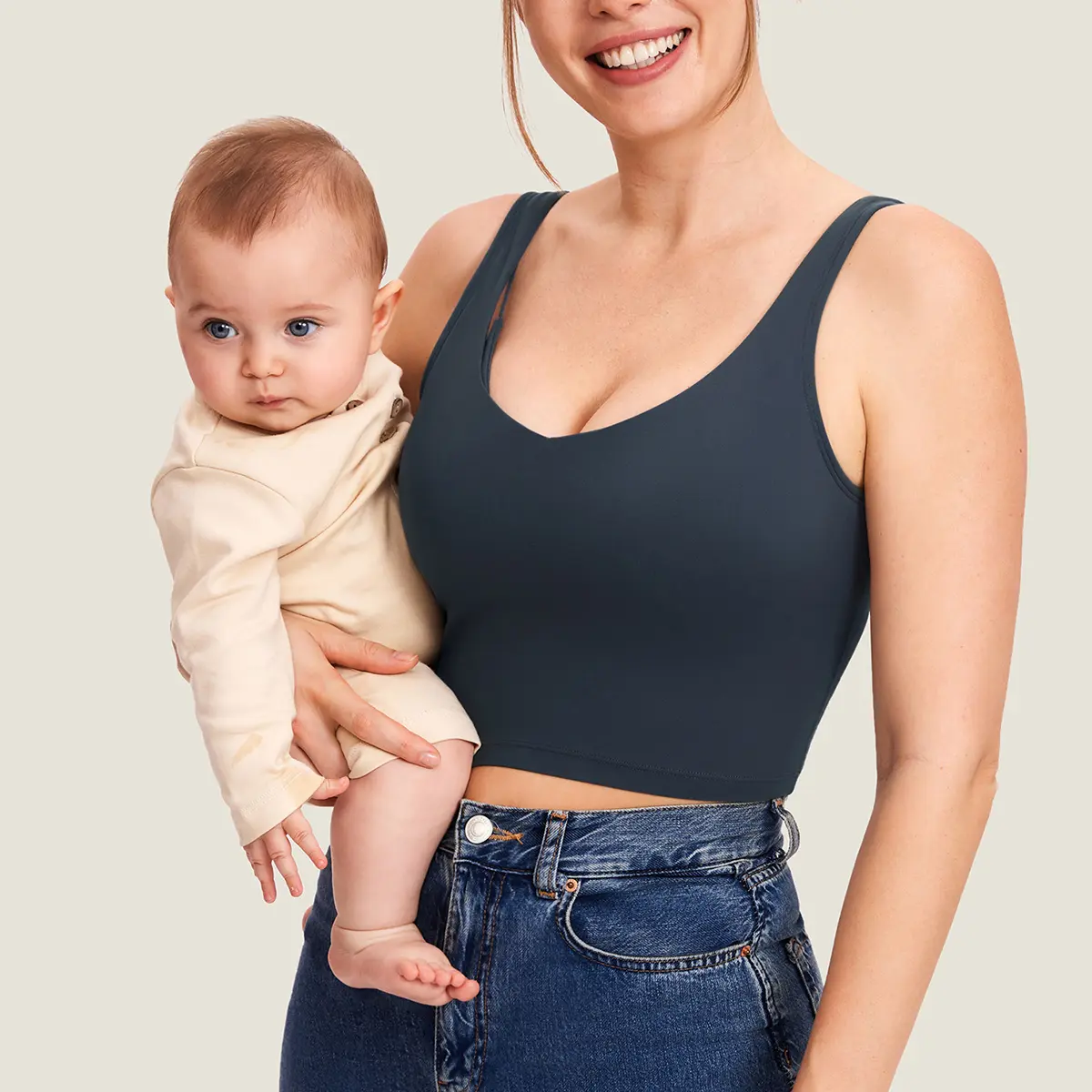 Momanda V Neck Nursing Crop Tank Top