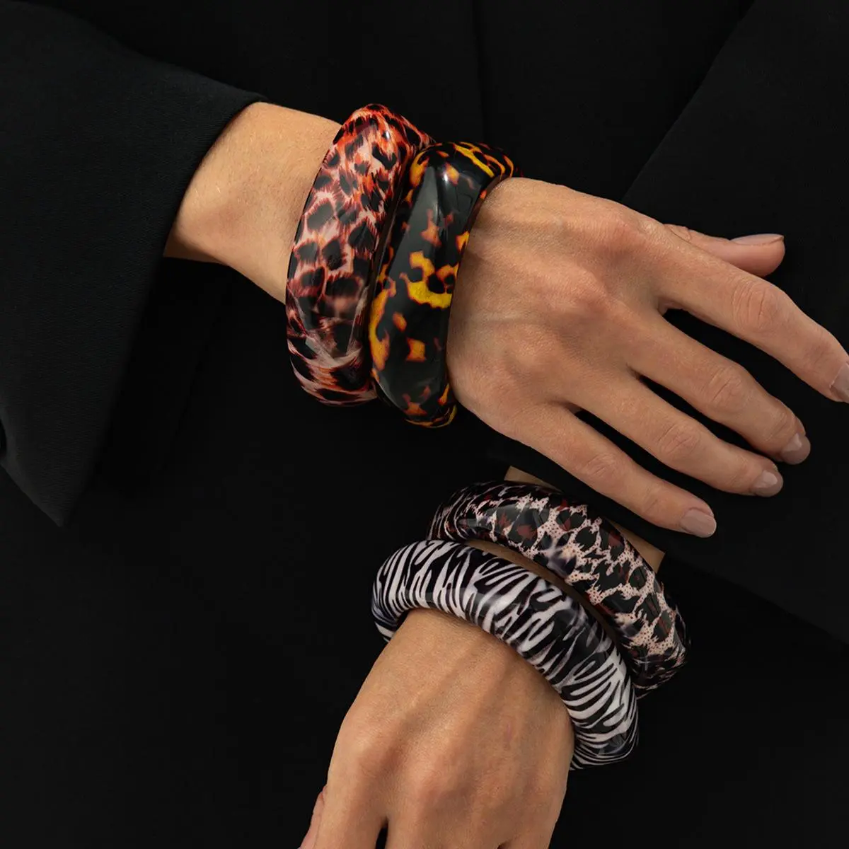 Vintage Exaggerate Leopard Print Acrylic Bracelets Bangles for Women Irregular Resin Bracelet Fashion Jewelry 2026 New ﻿