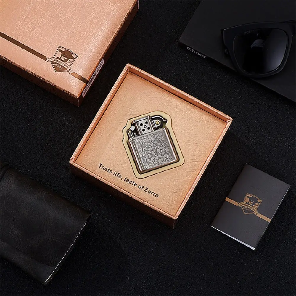 Retro Old Nine Gates Lighter, Z506 Model With Constantine Pattern, Windproof Kerosene Type, Solid Copper Craft For Daily Use & Collection, No Fuel Included