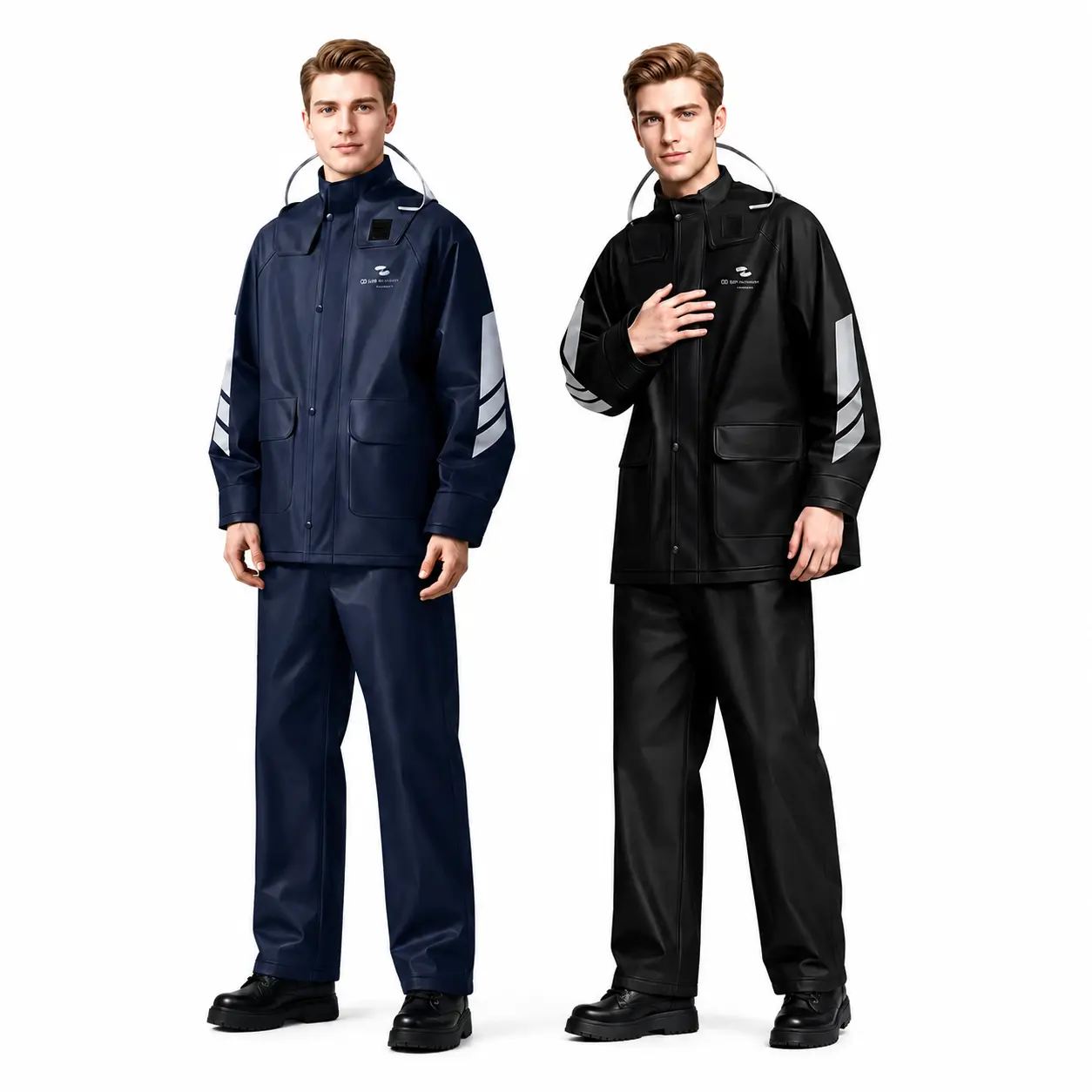 Men's Waterproof 2-Piece Rain Suit - Breathable Jacket & Pants Set with Large Hood, Heavy Downpour Protection Full Body Gear for Riders, Cool Spring Outdoor Clothing, Two Pieces, Male
