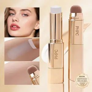 3-Color Dual-Head Color-Changing Foundation Stick – Waterproof, Lightweight, Moisturizing, Smooth Non-Heavy Finish, Creamy Texture, Buildable Concealer, Removable Washable Brush, Daily Base & Travel Size, Perfect for Busy Pros & Holiday Gifts!