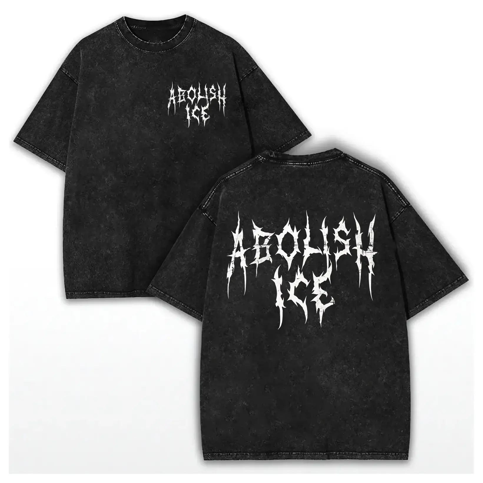 "Unisex ABOLISH ICE Washed Cotton Heavy Metal Vintage T-Shirt, Retro Bold Slogan Anti Maga FCK ICE Tee, Immigration Human Rights Shirt "