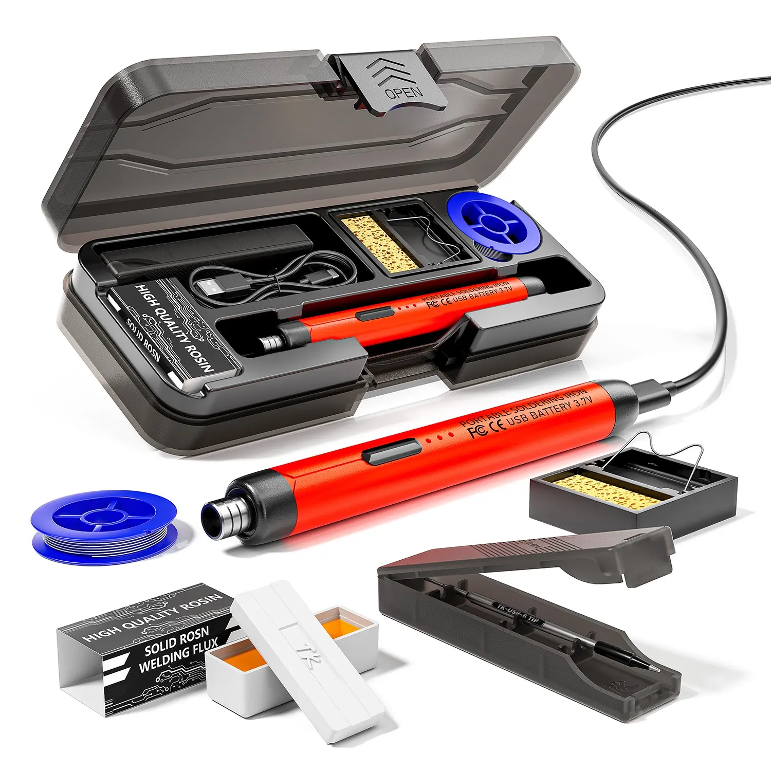 Dual-Use USB/battery Cordless Soldering Iron, 3-Speed Temperature Adjustable, Soldering Tool, Includes Holder & Storage Box, Ideal for Electronics Repair, Soldering Kit