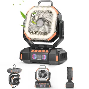 40000mAh 3-in-1 Camping Fan with Power Bank – Portable Rechargeable Outdoor Fan with Dimmable LED Light, 4-Speed Adjustable Wind, Multi-Angle Rotation, Long-Lasting Battery for Tent Hiking Office Home Emergency