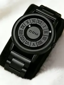 Men's Punk Style Magnetic Stainless Steel Strap Casual Water Resistant Round Dial Quartz Watch, Stainless Steel Wristwatch, Casual Trendy Analog Watch, Fashionable Watch for Daily & Party As Gift