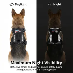 Stylish Geometric Service Dog Vest Adjustable Soft Harness with 5 Custom Tags | Breathable ESA/Therapy Dog Gear for Small Medium Pup