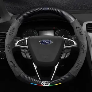 Car Anti-Slip Suede Carbon Fiber Steering Wheel Cover, Compatible with Ford Models, Durable & Comfortable Grip, Perfect Fit